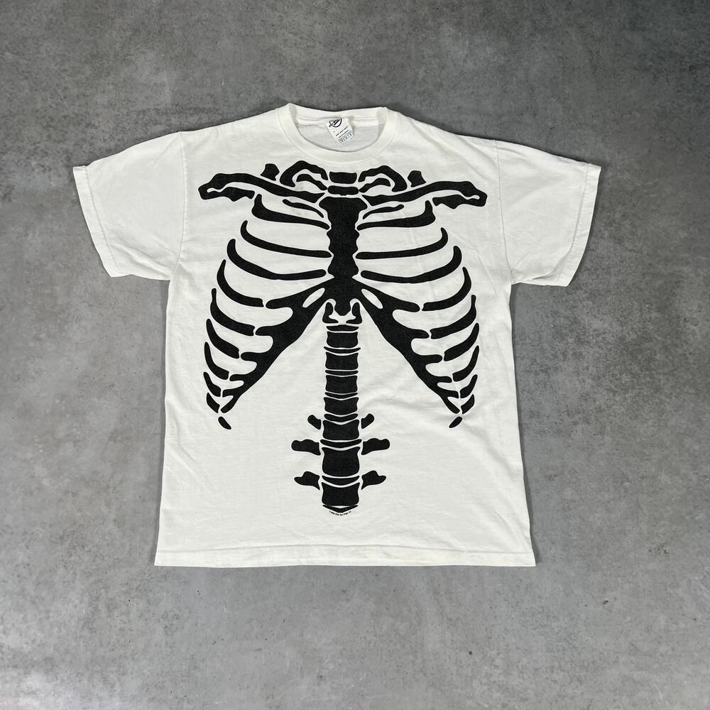 Vintage '09 Ribcage Bones ODM San Diego Men's Size M White Skull Graphic Shirt